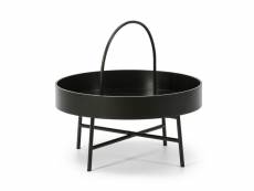 Table basse table auxilaire ronde manila avec plateau en mdf noir et structure métallique en couleur noir mat/diamètre: 60 cm