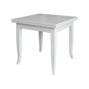 Table carrée extensible en bois massif coloris blanc 90x90-180 cm
