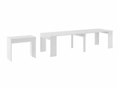 Table console extensible, jusqu'à 300cm, blanc mat