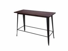 Table haute de bar hwc-h10, design industriel, bois d'orme, standards mvg, 106x147x60 cm, vintage noir-marron