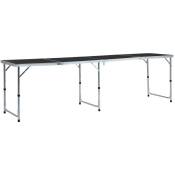 Table pliable de camping Gris Aluminium 240x60 cm -
