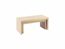 Tables basses gigognes bois naturel - apistou - grande table : l 110 x l 55 x h 50 cmpetite table : l 96 x l 45 x h 41.5 cm - neuf