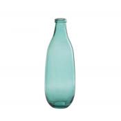 Vase bouteille en verre azur 14x14x41 cm