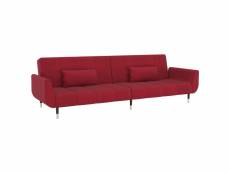 Vidaxl canapé-lit à 2 places et deux oreillers rouge bordeaux velours