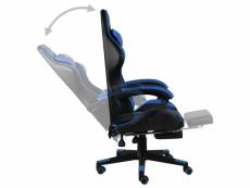 Vidaxl fauteuil de jeux vidéo avec repose-pied noir et bleu similicuir 20526
