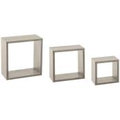 3 petites étagères murales fixy cube effet chêne gris - Effet chene gris - 5five