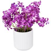 Atmosphera - Fleurs violettes artificielles pot céramique H27cm créateur d'intérieur - Violet
