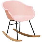 Beliani - Petit Fauteuil Chaise à Bascule Assise en Plastique Rose et Pieds en Bois Design Rétro Scandinave pour Salon au Style Nordique Moderne Rose