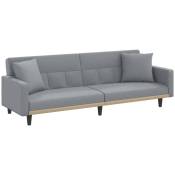 Canapé-lit avec coussins 220 x 89 x 70 cm clair tissu gris