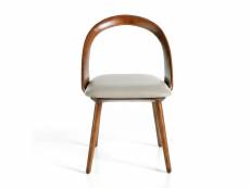 Chaise rembourrée en simili cuir avec pieds en bois