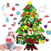 Crea - Diy Felt Christmas Tree, Diy Felt Christmas Tree With 30 Tree Toppers Xmas Ornaments And Light String Wall Hanging Felt Tree For Home Xmas