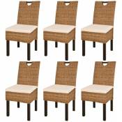 Décoshop26 - Lot de 6 chaises de salle à manger cuisine design moderne rotin kubu bois de manguier
