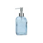 Distributeur Savon Liquide Vetro, distributeur savon verre, Capacité 500 ml, verre à relief, 7,5x19x7,5 cm, bleu transparent - Wenko