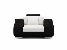 Dydda - fauteuil relax en cuir blanc et noir