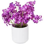 Fleurs violettes artificielles pot céramique H27cm