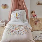 Future Home - Parure de lit 2 pièces Enfant 1 personne Fille en coton 57 fils imprimé Licorne rose Set de Housse de couette 140x200cm +2 Taies