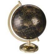 Globe terrestre carte du monde noir et doré