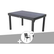 Hesperide - Ensemble repas rectangulaire extensible alu Graphite + 10 fauteuils Piazza - Hespéride