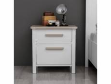 Homemania table de chevet luna moderne compacte - avec tiroirs - pour salon, chambre - blanc en bois, 52 x 41 x 52 cm