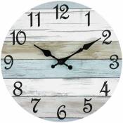 Horloge Horloge murale de 25 cm – Horloge murale silencieuse sans tic-tac à piles, horloge de campagne côtière rustique décorative pour salle de