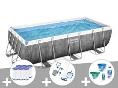 Kit piscine tubulaire rectangulaire Bestway Power Steel 4,04 x 2,01 x 1,00 m + 6 cartouches de filtration + Kit de traitement au chlore + Kit d'entret