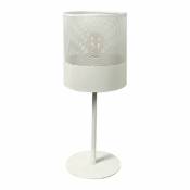 Lampe de chevet blanc abat jour métal rond H.40 cm