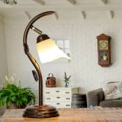Lampe de table loella de couleur brun antique au design floral en style campagnard H:40 cm E14 IP20 - Antique Shabby Brown, Blanc - Shabby brun