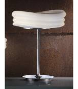 Lampe de Table Mediterraneo 2 Ampoules E27 Medium, chrome poli/verre blanc dépoli