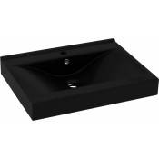 Lavabo salle de bain avec trou de robinet 60x46 cm céramique noir mat