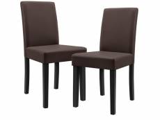 Lot de 2 chaises rembourrées pieds en bois massif housse en synthétique 90 cm marron et noir helloshop26 03_0002362