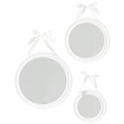 Lot de 3 Miroirs à suspendre en Bois avec Ruban - Atmosphera - Blanc