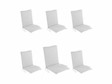 Lot de 6 coussins pour fauteuil inclinable de jardin gris clair oléfine,42x92x4 cm, S46847347