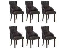 Lot de chaises de salle à manger 6 pcs noir cuir de chèvre véritable - noir - 60 x 52 x 95 cm