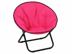 Loveuse fauteuil rond de jardin fauteuil lune papasan pliable grand confort 80l x 80l x 75h cm grand coussin fourni oxford rose