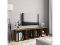 Meuble tv bibliothèque contemporain | banc tv armoire tv | chêne marron 143x30x36 cm meuble pro frco34535
