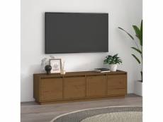 Meuble tv pour salon - armoire tv moderne marron miel 156x37x45 cm bois de pin massif meuble pro frco84750