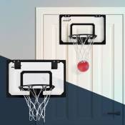 Mini Panier de Basket pour Chambre, Set de 3 Ballons Ø16 cm, Filet, Pompe, 58x40 cm, Noir, Portable, Panneau de Montage Porte/Mural, Sans Percer,