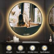 Miroir lumineux pour salle de bain à led avec éclairage tactile anti-buée blanc chaud round 70704.5cm - Sifree