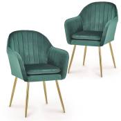 Mobilier Deco - regina - Lot de 2 chaises design avec accoudoirs en velours vert - Vert