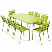 Oviala - Ensemble table de jardin et 8 chaises en métal vert - Palavas - Vert