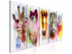 Paris prix - tableau 5 panneaux "watercolour animals narrow" 90 x 225 cm