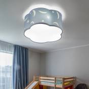 Plafonnier chambre d'enfant bleu pastel chambre lampe nuage, plafonnier 3 flammes salle de jeux étoiles lune abat-jour textile, 3x E27, DxH 40x20 cm