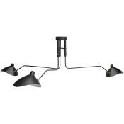 Privatefloor - Lampe de Plafond - Lampe Flexo - 3 Bras - George Noir - Laiton, Fer, Metal - Noir