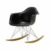 Rocking chair RAR - Eames Plastic Armchair / (1950) - Pieds chromés & bois clair - Vitra noir en plastique