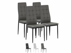 Set de 4 chaises salon chelsea tapissées gris,42 cm (largeur) x 51 cm (profondeur) x 97 cm (hauteur) 8435487709276