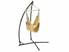 Siège suspendu fauteuil suspendu chaise hamac avec cadre coton polyester métal fritté 100 x 100 cm beige helloshop26 03_0003766