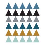 Stickers mureaux en vinyle triangles bleu et moutarde