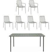Sweeek - Table de jardin métal + 4 chaises et 2 fauteuils savane - Savane