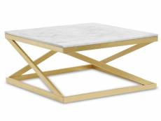 Table basse paliano marbre blanc et pieds or