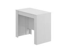 Table console à rallonge effet bois blanc brillant 118x51 cm
